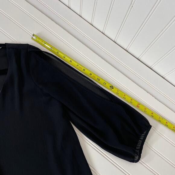 Lulus Womens Shifting Dears Black Long Sleeve V-Neck Mini Dress Size Small - Picture 6 of 7